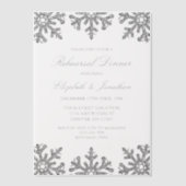 シルバースノーフレークウィンターリハーサルディナー ベラム紙招待状 (正面)