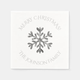 シルバースノーフレークエレガントシックなクリスマスパーティー スタンダードカクテルナプキン