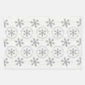 シルバースノーフレーククリスマスホリデー ラッピングペーパーシート (正面2)