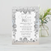 シルバースノーフレークグリッター会社クリスマスパーティー 招待状 (スタンド正面)