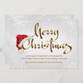 シルバースノーフレークサンタ企業のクリスマスカード シーズンカード (正面/裏面)