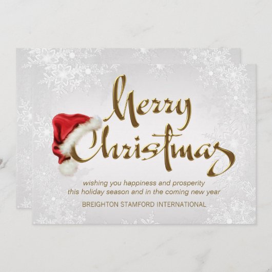 シルバースノーフレークサンタ企業のクリスマスカード シーズンカード (正面/裏面)