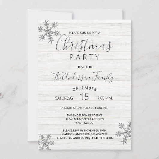 シルバースノーフレークシックモダンクリスマスパーティー (正面)