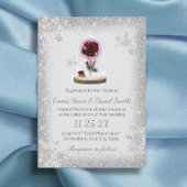 シルバースノーフレークスウィンターウェディング美しいバラドーム 招待状