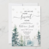 シルバースノーフレークスウィンター引っ越し祝いパーティーパーティー 招待状 (正面)