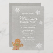シルバースノーフレークスクリスマスディナーパーティー 招待状 (正面/裏面)