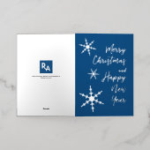 シルバースノーフレークスクリスマスハッピーニューイヤーブルー 箔シーズンカード (外側レイダウン)