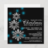 シルバースノーフレークスクリスマスパーティの招待状 招待状 (正面/裏面)