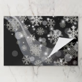 シルバースノーフレークススパークルズ&ライト紙ランチョンマット ペーパーパッド (折り畳み)