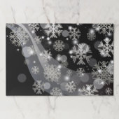 シルバースノーフレークススパークルズ&ライト紙ランチョンマット ペーパーパッド (正面)