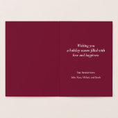 シルバースノーフレークストライプのクリスマスフォイルカード 箔カード (内部)