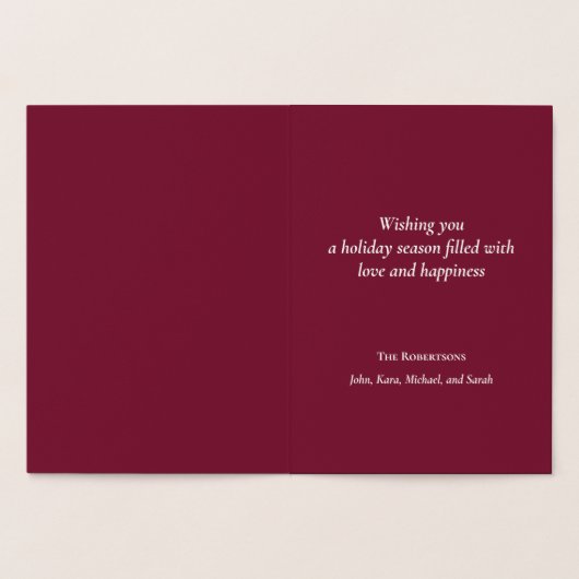 シルバースノーフレークストライプのクリスマスフォイルカード 箔カード (内部)