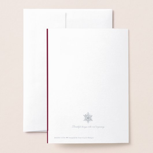 シルバースノーフレークストライプのクリスマスフォイルカード 箔カード (裏面封筒付き)