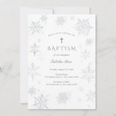 シルバースノーフレークスバプテスマ招待状 招待状 (正面)