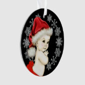 シルバースノーフレークスベビーガール初めてのクリスマス オーナメント (正面)