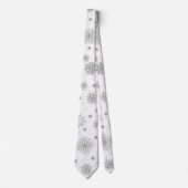 シルバースノーフレークスホワイトデザイン ネクタイ (正面)