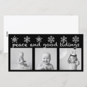 シルバースノーフレークスリーフォトホリデーカード シーズンカード (正面/裏面)