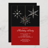 シルバースノーフレークズホリデーパーティ招待状 招待状 (正面/裏面)
