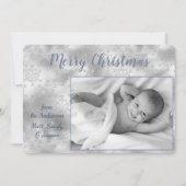 シルバースノーフレークツー写真テンプレートクリスマス シーズンカード (正面)