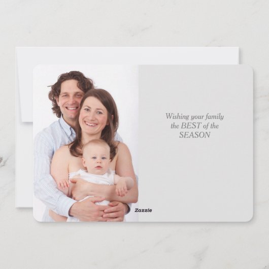 シルバースノーフレークツー写真テンプレートクリスマス シーズンカード (裏面)