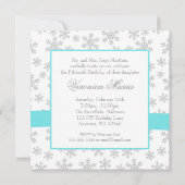 シルバースノーフレークティール（緑がかった色）ボウキンセアニェラ招待状 招待状 (裏面)