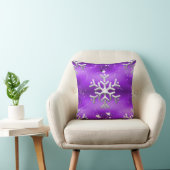 シルバースノーフレークパープルクリスマス クッション (椅子)