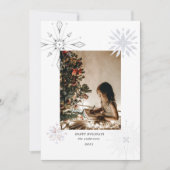 シルバースノーフレークフォトホリデーカード シーズンカード (正面)