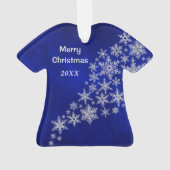 シルバースノーフレークブルーサッカー選手 オーナメント (裏面)