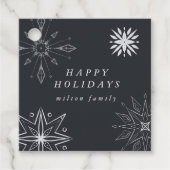 シルバースノーフレークホリデーメッセージカード フェイバータグ (正面)