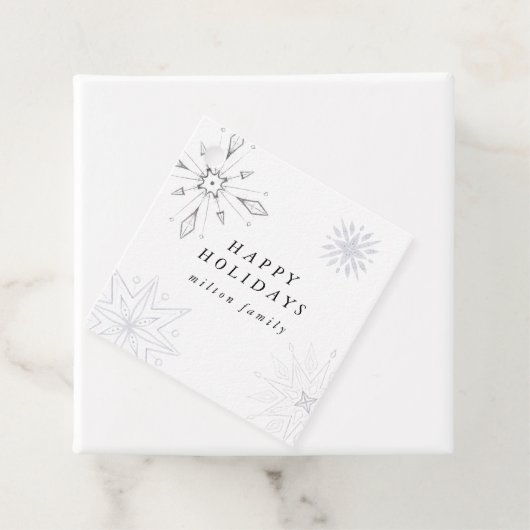 シルバースノーフレークホリデーメッセージカード フェイバータグ (インサイチュ)