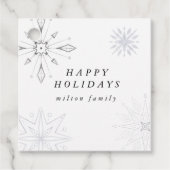 シルバースノーフレークホリデーメッセージカード フェイバータグ (正面)