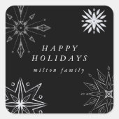 シルバースノーフレークホリデー封筒用シール スクエアシール (正面)