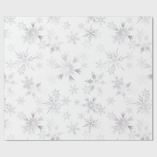 シルバースノーフレークモダンクリスマスホリデー ラッピングペーパー (フラット)
