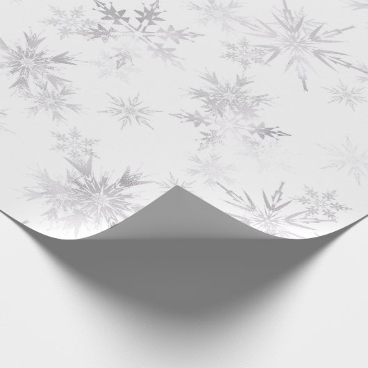 シルバースノーフレークモダンクリスマスホリデー ラッピングペーパー (角)