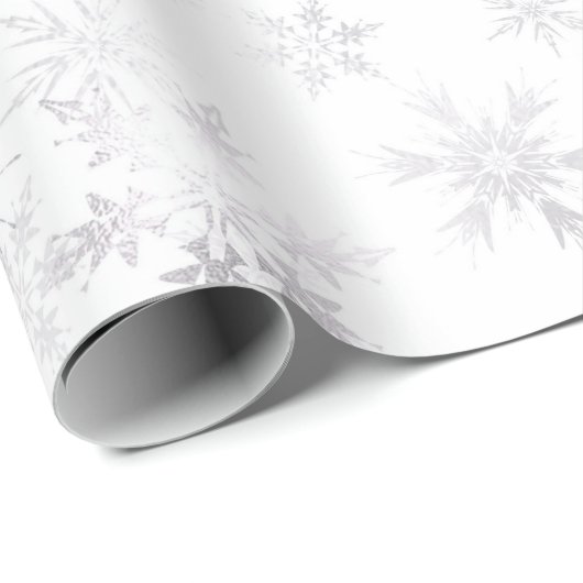 シルバースノーフレークモダンクリスマスホリデー ラッピングペーパー (ロールコーナー)