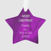 シルバースノーフレーク体操選手オン・パープル オーナメント (裏面)