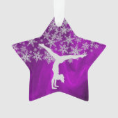 シルバースノーフレーク体操選手オン・パープル オーナメント (正面)