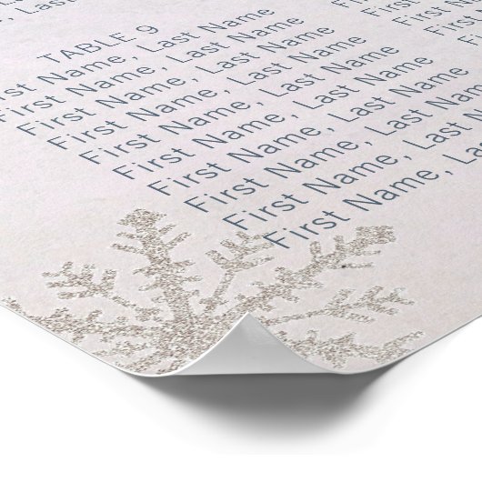 シルバースノーフレーク冬の結婚式のシーティングチャート ポスター (角)