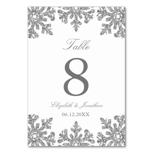 シルバースノーフレーク冬の結婚式 テーブルナンバー (正面)
