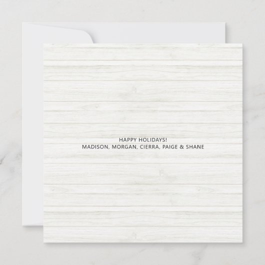 シルバースノーフレーク喜びスクリプト3フォトコラージュ シーズンカード (裏面)