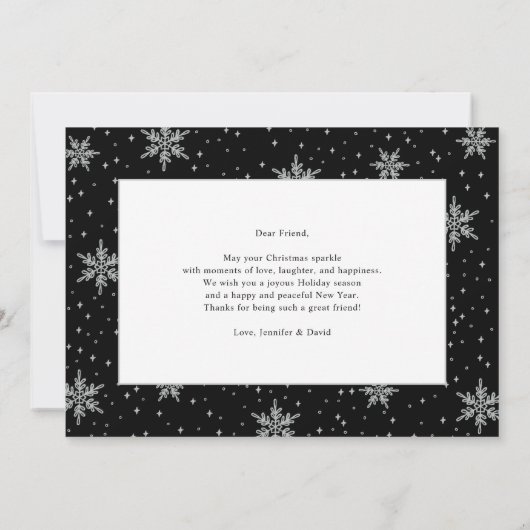 シルバースノーフレーク応援フォトクリスマスホリデー カード (裏面)