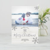 シルバースノーフレーク素朴クリスマス2写真 シーズンカード (スタンド正面)