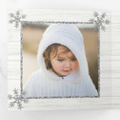 シルバースノーフレーク素朴クリスマス4写真 三つ折りクリスマスカード (内部最初)