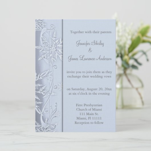 シルバースノーフレーク結婚式招待状 招待状 (スタンド正面)