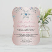 シルバースノーフレーク結晶ブルーパールピ結婚ンク 招待状 (スタンド正面)