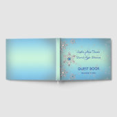 シルバースノーフレーク結晶ブルー結婚パール ゲストブック (全面)