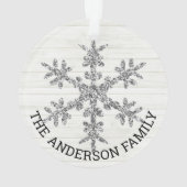 シルバースノーフレーク2サイドのクリスマスフォト オーナメント (裏面)