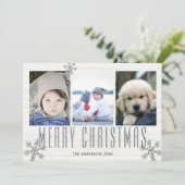 シルバースノーフレーク3フォトコラージュメリー シーズンカード (スタンド正面)