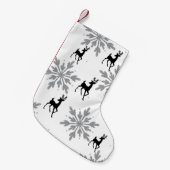 シルバースノーフレーク/トナカイのクリスマスストッキング スモールクリスマスストッキング (正面 (吊り時))