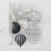 シルバースノーフレーク、ボールクリスマス会社 招待状 (正面/裏面)